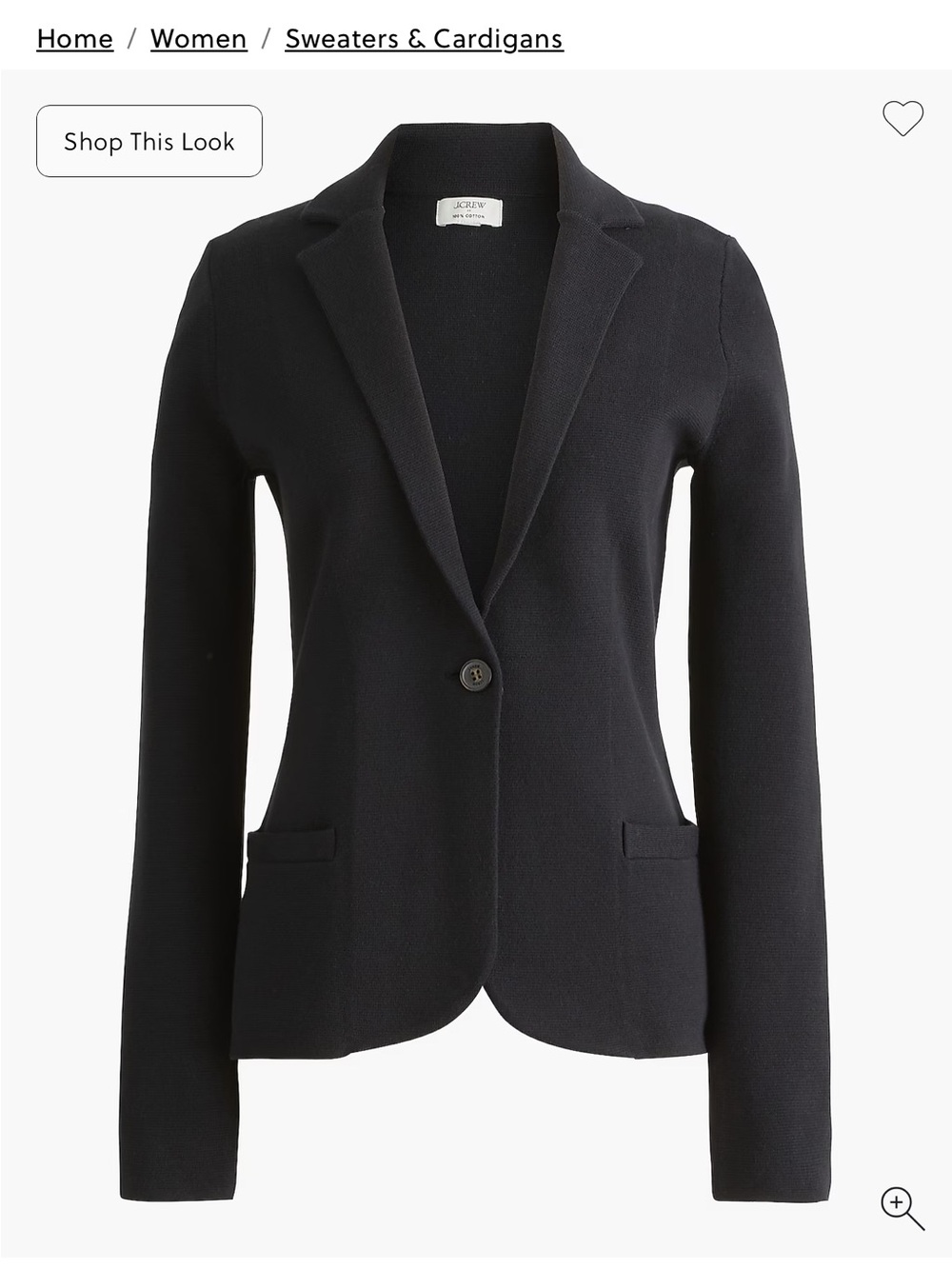 J. Crew Women's Black Knit Single-Button Sweater Blazer